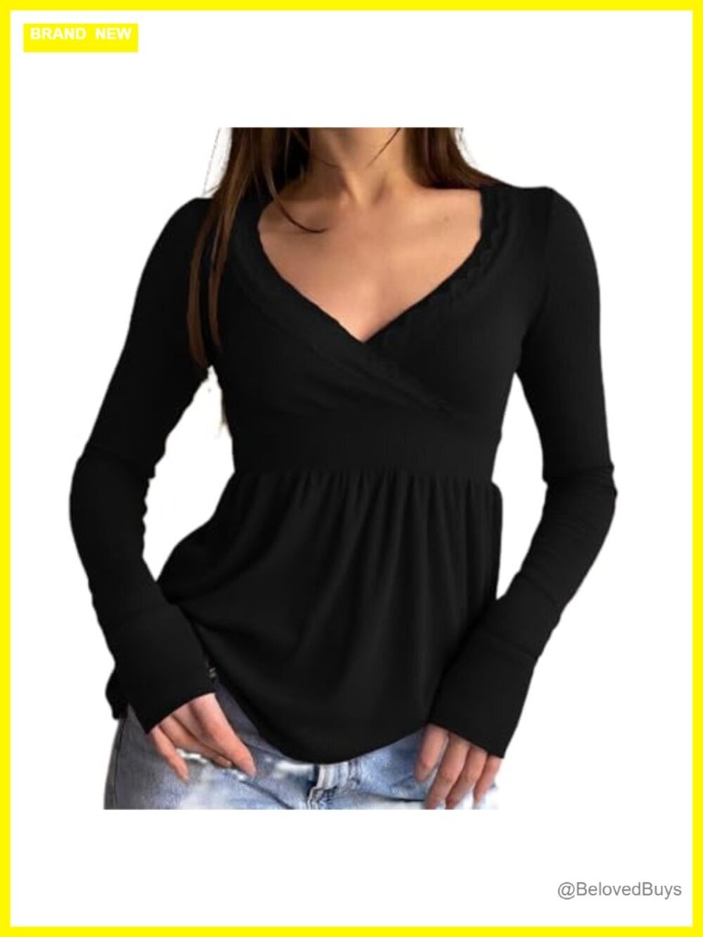 Women's Y2k Fairy Grunge V Neck Long Sleeve Slim Fit Top